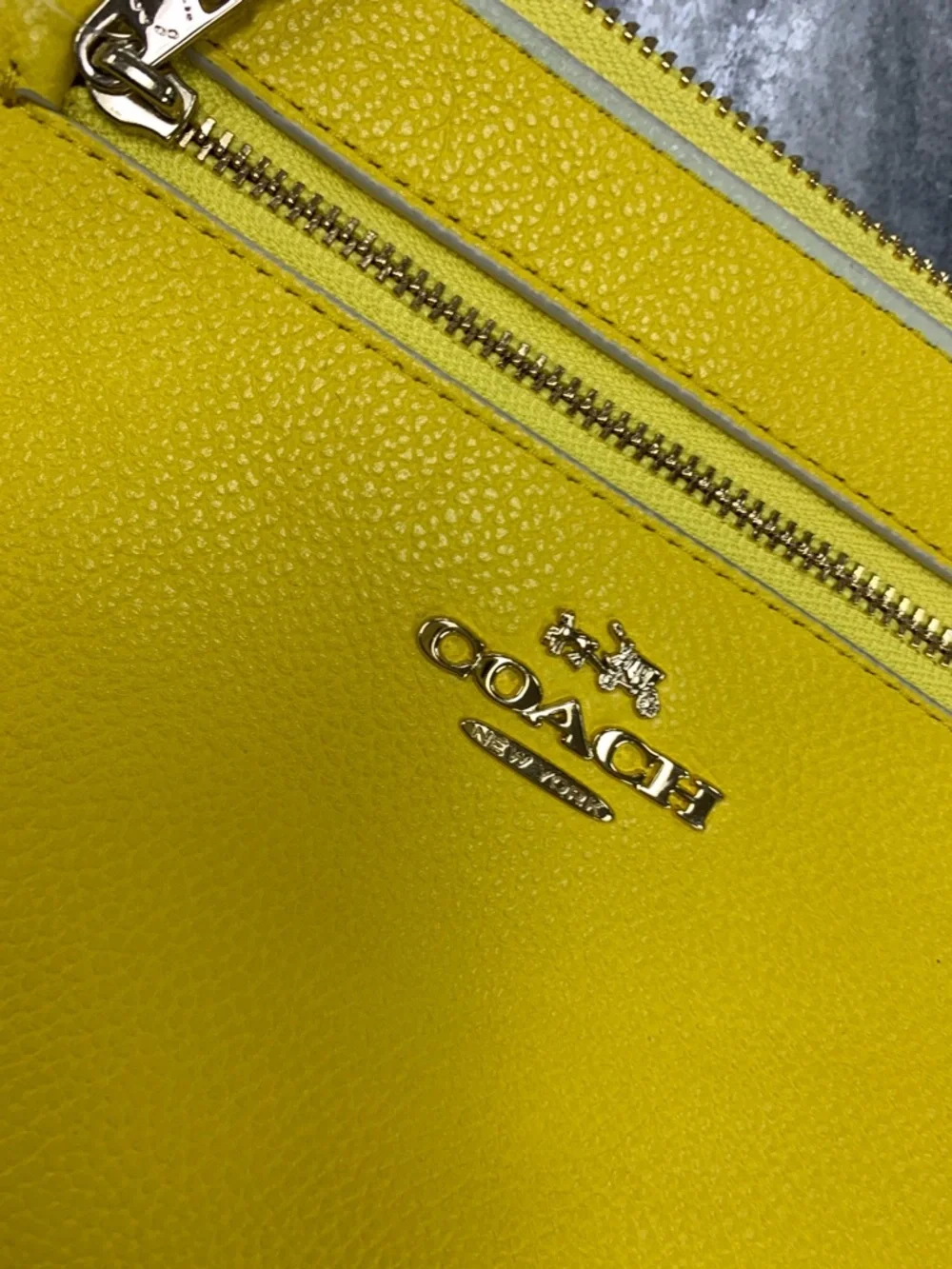 Coach Yellow Leather Shoulder Bag with Gold Chain